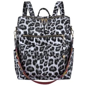 🆕 Black Gray Leopard Print Backpack